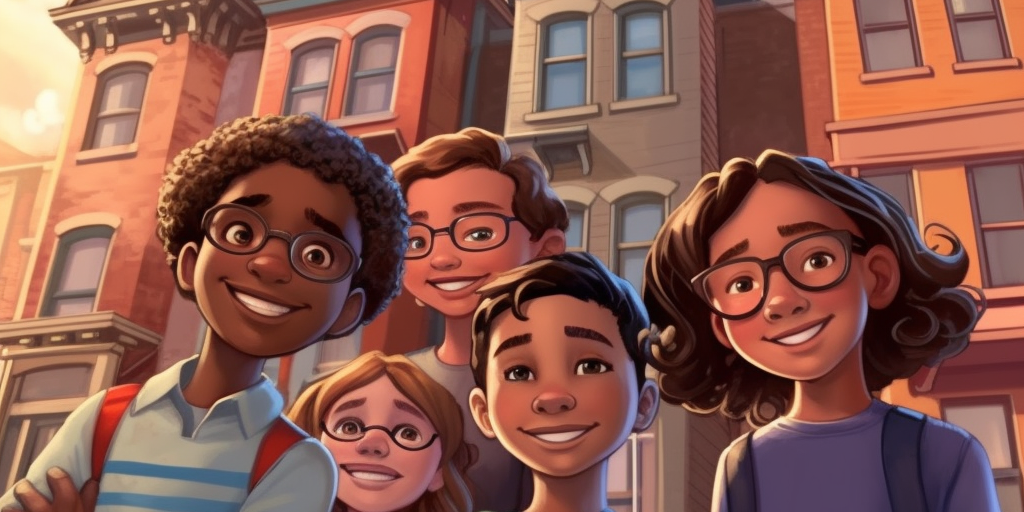 pg_5_kids_in_a_street_with_row_houses_all_9_year_olds_realistic_fe75613b-ddee-4e40-92ed-daec9dca09e5